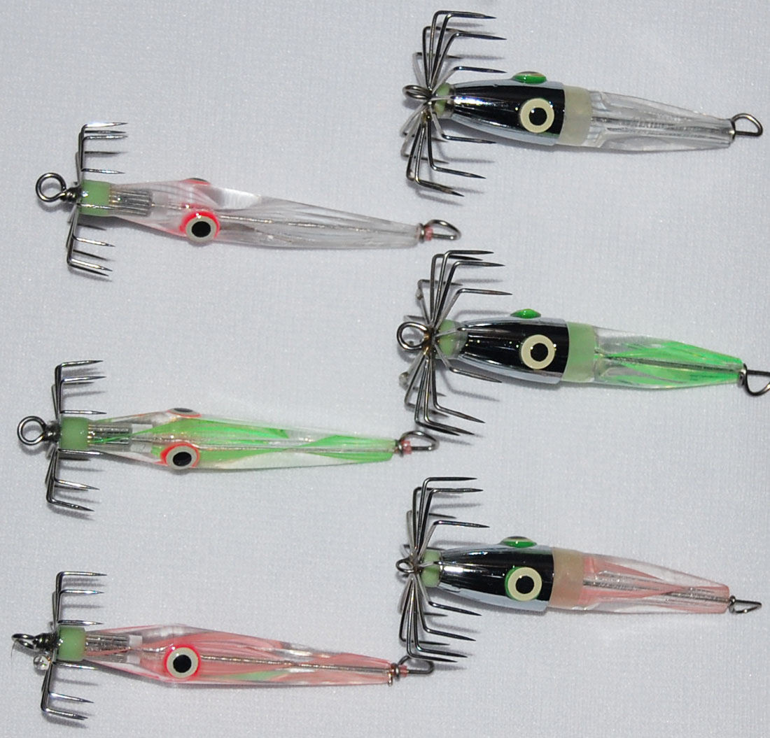 8 Glow Squid Jigs # 3.0 Fishing Lures Spikes Tackle Yama Calamari Jig Jags Shita 